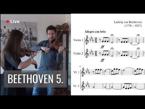 Symphony No. 5 (theme) - L. van Beethoven | Violin-Duo • Violin Sheet Music • Noten für 2 Violinen
