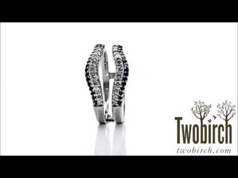 0.53 Ct. Black and White Stone Double Row Contour Ring Guard- TwoBirch BK1-GUARD-0069-WG-H