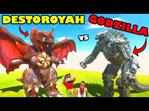 DESTOROYAH vs GODZILLA DEATH RUN SHINCHAN and CHOP in ANIMAL REVOLT BATTLE SIMULATOR