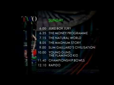 BBC 2 Closedown on Saturday 4th November 1989 With David Miles