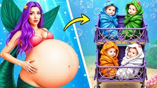 How to Raise 4 Elements Mermaid Babies DIY Hacks!🤰