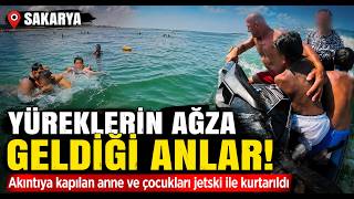  Boğulma Tehlikesi Geçiren Anne ve İki Çocuğun Kurtarılma Anı Kamerada