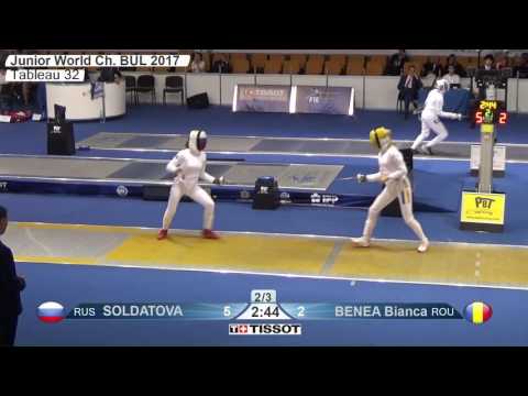 FE W E Individual Juniors Plovdiv BUL World Championships 2017 T32 15 yellow SOLDATOVA RUS vs BENEA