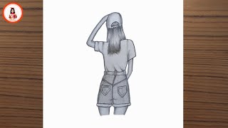 Download lagu Simple Girl Backside Drawing with Cap | Girl Backside Drawing Easy mp3