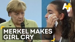 German Chancellor Angela Merkel Makes Refugee Girl Cry
