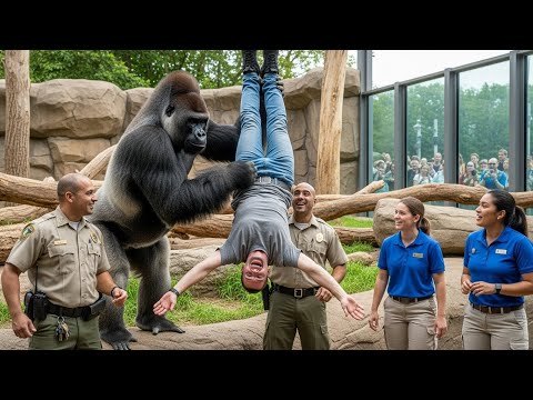 "APÓS 32 ANOS, GORILA REENCONTRA SEU CUIDADOR DE INFÂNCIA, SUA REAÇÃO CHOCOU TODOS OS FUNCIONÁRIOS"