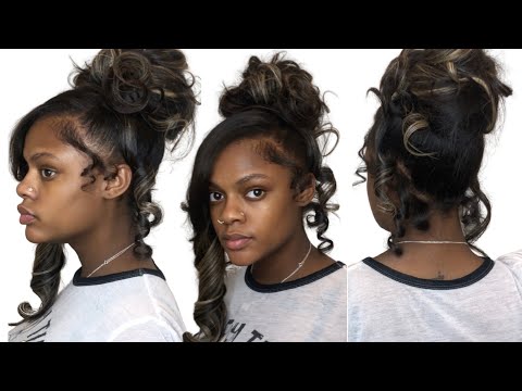 Messy Curled Updo | Messy Bun with Side Bang