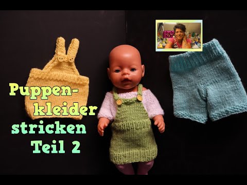Puppensachen stricken, Rock und Hose für Baby-Puppe 40-45cm stricken, einfache Strickanleitung