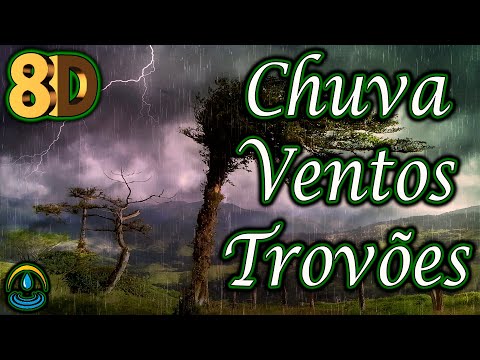 COMBINAÇÃO PERFEITA⚡Som de CHUVA com VENTOS e TROVÕES em 8D para Dormir e Relaxar 💤