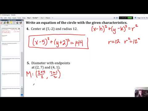 9.3 - Writing Equations of Circles in Standard Form