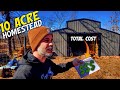 TOTAL COST To Build a 10 Acre Homestead from Raw Wooded Land
