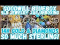 GOLD 925 SILVER DIAMONDS Goodwill BlueBox 5lb Jewelry Jar Unboxing Jewelryjar Mysterybox