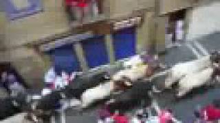 Running of the Bulls (view from a balcony above) - San Fermin 2008