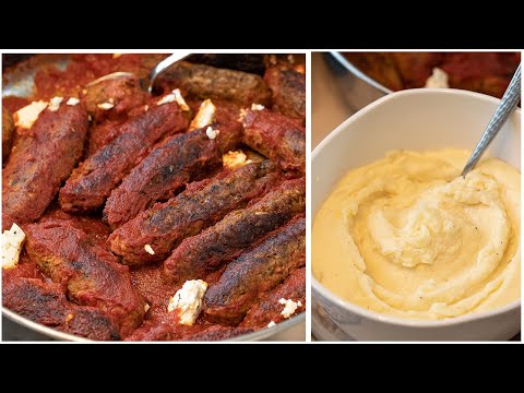 Soutzoukakia Smyrneika & the Best mashed Potatoes: Greek Meatballs in Tomato Sauce with Mashed Potat