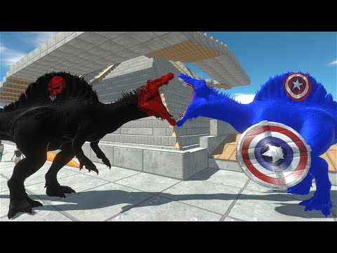 RED SKULL SPINOSAURUS PYRAMID DEATH RUN - Animal Revolt Battle Simulator