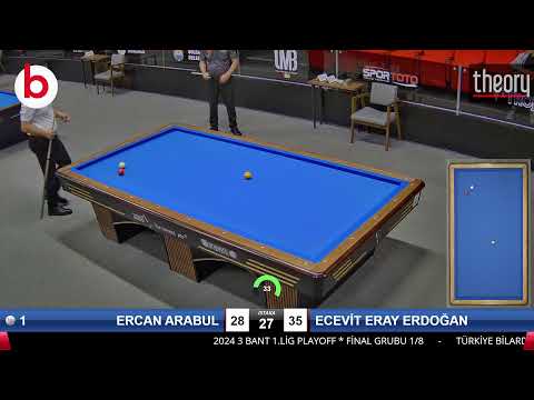 ERCAN ARABUL & ECEVİT ERAY ERDOĞAN Bilardo Maçı - 2024 3 BANT 1.LİG PLAYOFF-FİNAL GRUBU 1/8