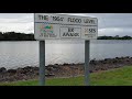 1954 flood marker at Jenner's Corner in Chinderah