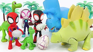 Spidey and His Amazing Friends! Retrieve the missing dinosaur eggs! | DuDuPopTOY