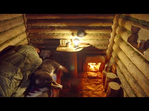 A Man and His Dog Hide from the Thunderstorm in a Forest Cabin and Stay Overnight. No talking