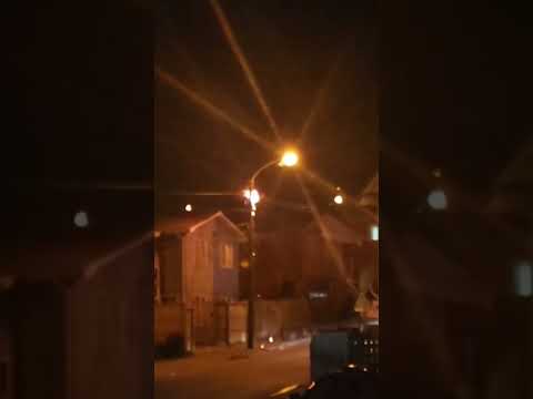 Región del BIOBÍO, Lota emergencia, fuego en poste de alumbrado público