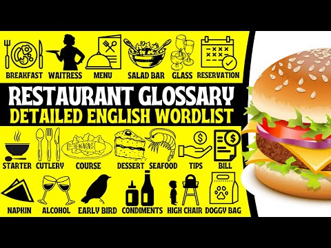 Glossário de restaurantes em inglês | Lista de palavras detalhada | Mais de 100 termos em inglês | Inglês dos EUA e do Reino Unido