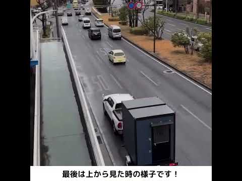 コンパクトトレーラー けん引の様子3　～上から見た時の様子～(写光レンタル販売株式会社)