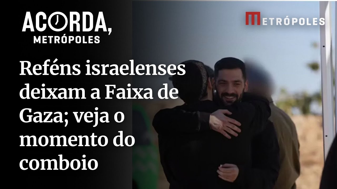 Veja momento em que comboio com reféns israelenses deixa a Faixa de Gaza