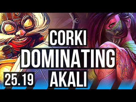CORKI vs AKALI (MID) | Dominating | EUW Challenger | 25.19