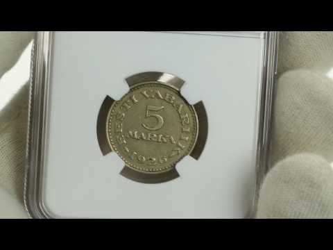 Coins.ee Auction 33. Estonia 5 marka 1926 - NGC AU58 -  Rare!