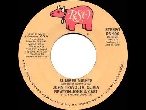 1978 HITS ARCHIVE: Summer Nights - John Travolta, Olivia Newton-John & Cast (stereo 45--#1 UK hit)