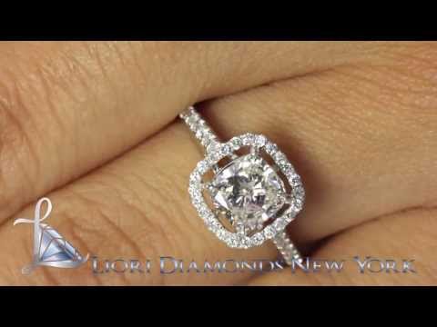 ER-SOLD-007 - 1.68 Carat F-SI1 Cushion Cut Diamond Engagement Ring 14k Pave Halo Vintage Style