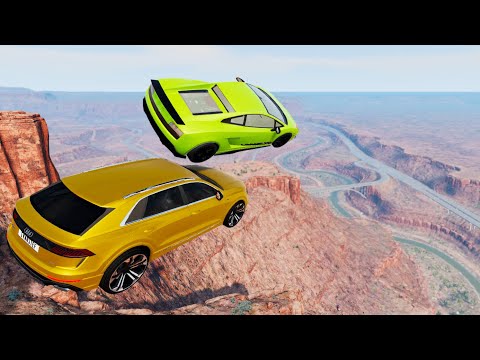 Epic High Speed Jumps In Canyon With Expensive Cars #2 - BeamNG.drive Crazy Jumps (Total Car Damage)