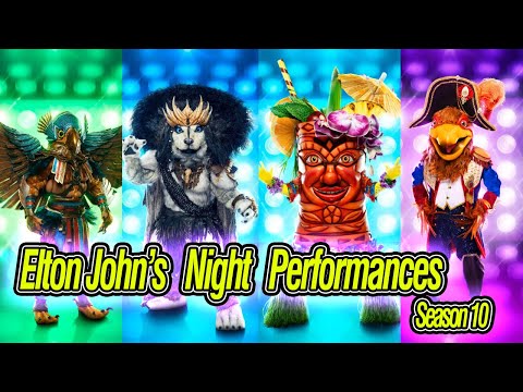 Royal Hen, Hawk, Tiki and Husky Full Performs on Elton John's Night - Masked Singer Season 10
