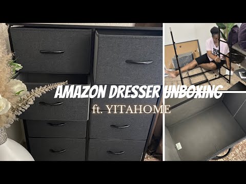 Sweetcrispy 7 Drawer Dresser with Fabric Bins Fabric Storage Tower Organizer for Bedroom Closet Hallway Entryway Tall Chest of Drawers with Steel Frame Wood Top Easy Pull Handles,Black video review thumbnail