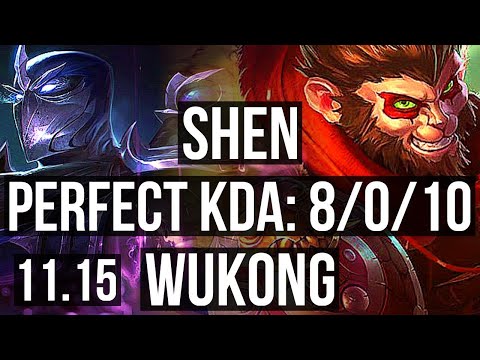 SHEN vs WUKONG (TOP) | 8/0/10, Legendary, 400+ games | NA Diamond | v11.15