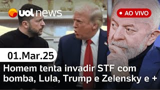 Homem tenta invadir STF com bomba, Lula critica bate-boca de Trump e Zelensky l UOL News