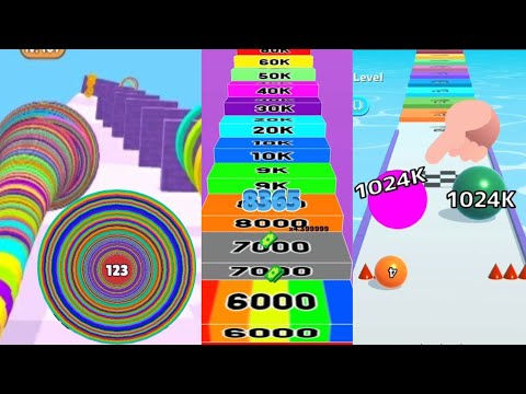 ( Glitch : pink 1024K ball) Ball Run Infinity vs Level Up Circles vs Number Run & Merge Master Games