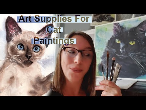 WATERCOLOR CAT TUTORIAL - My favorite art supplies for painting cats - BONUS - SIAMESE KITTEN How To