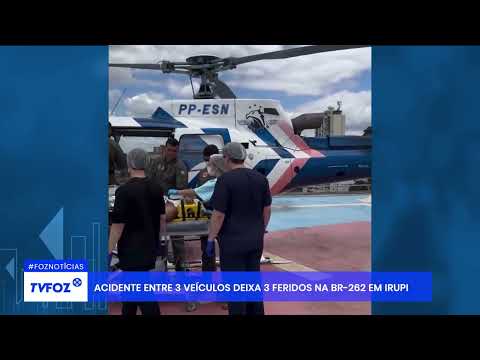 Acidente entre 3 veículos deixa 3 feridos na BR-262 em Irupi