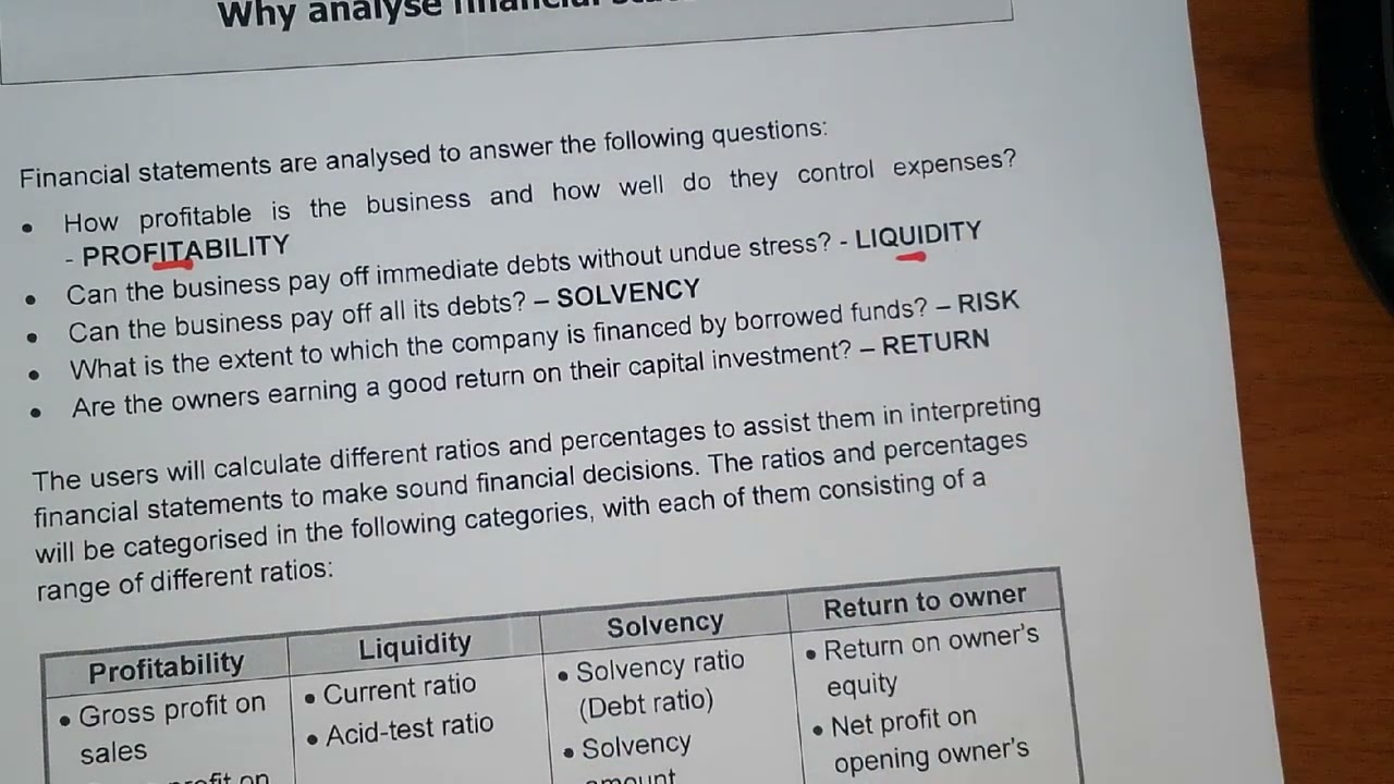 1. Theory and reasons why financial statements are analyzed