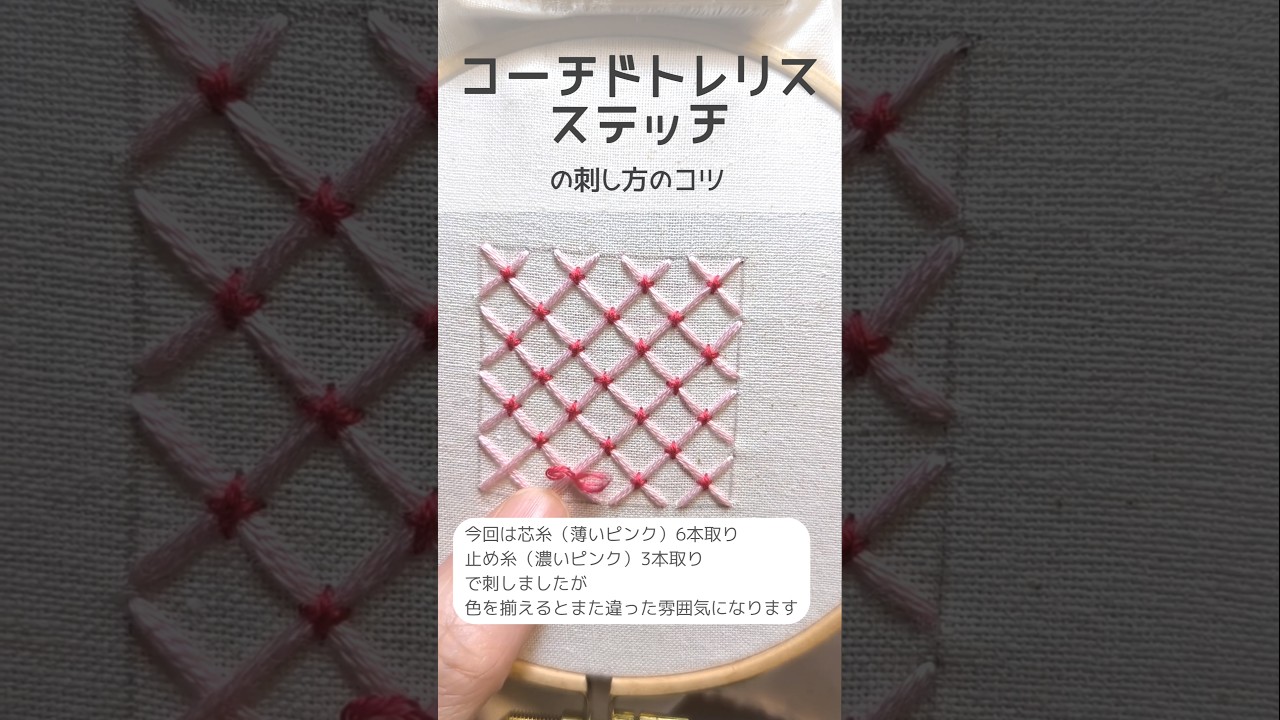 #コーチドトレリスステッチ#刺繍のコツ#刺繍初心者 #embroiderylesson #embroidery #shorts