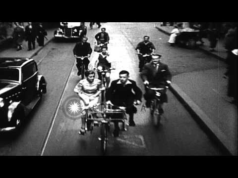 A side by side bicycle with one set of wheels on show in United States. HD Stock Footage