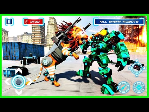 Lion Robot Transforming Games: Bike Robot Shooting -  စက်ရုပ်ဂိမ်းများ | Android Gameplay
