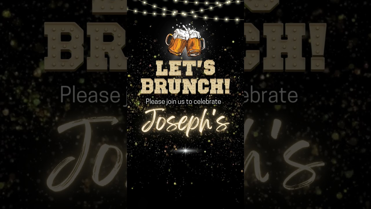 Digital Let's Brunch Invitation, Digital Brunch E Invite, Men Birthday Video Invitation