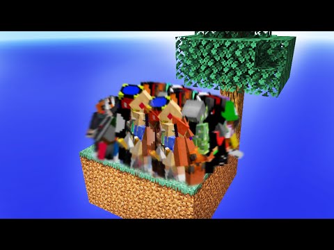 We played minecraft skyblock with 100 people...