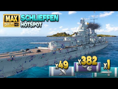Battleship Schlieffen: Good play on map Hotspot - World of Warships