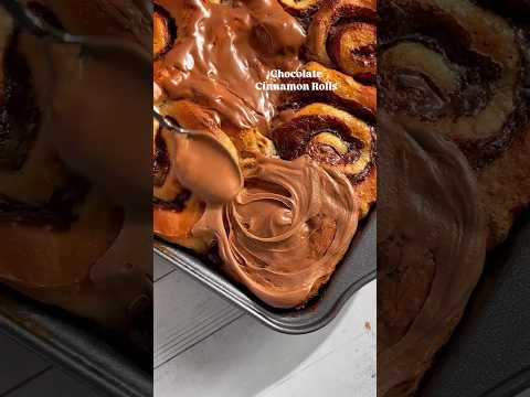 Nutella Cinnamon Rolls! Recipe in comments ⬇️ #cinnamonroll #chocolaterecipe #cinnamonrollrecipe