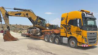 Heavy Haul: Volvo FH16 750 Transports Caterpillar 385C Through Narrow Roads - Fasoulas Transports 4k