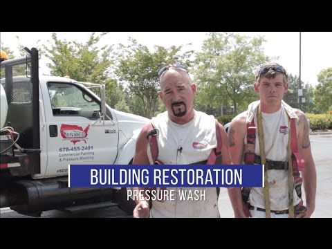 United Services Contracting - Hampton Inn Lawrenceville GA - Building Restoration Pressure Wash