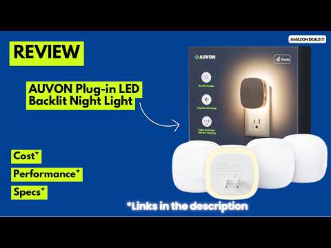 AUVON Plug-in LED Backlit Night Light with Motion Sensor & Dusk to Dawn Sensor, 2200K Soft Warm White Nightlight with 1-50lm Dimmable Brightness for Adults & Kids' Bedroom, Bathroom, Hallway (4 Packs) video review thumbnail